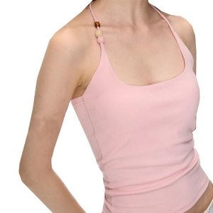 Damen Perlen Neckholder Yoga Tank Top Eckiger Ausschnitt Feuchtigkeitsableitend Sport BH Herausnehmbare Polster Fitness Weste