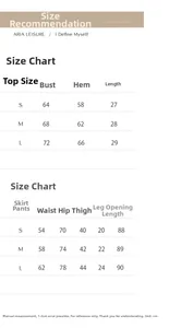 Size chart for yoga vest and fitness pants set with detailed measurements for S, M, L