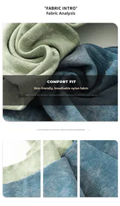 Détail du tissu en nylon hautement élastique et respirant en vert et bleu pour le yoga