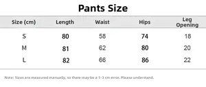 Detailed size chart for seamless high waist yoga leggings showing S, M, L measurements