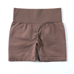 Mokka naadloze yoga short met hoge taille en scrunch butt effect voor sport