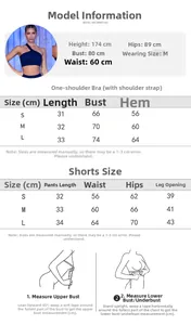 Guide des tailles pour ensemble de yoga sans couture avec brassière et short de sport