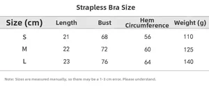 Detailed size chart for seamless yoga sports bra showing bust and hem measurements