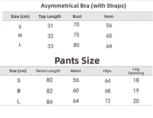 Tabella taglie dettagliata per set yoga senza cuciture con reggiseno sportivo