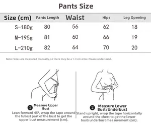 Size chart for seamless yoga pants detailing waist, hip, and length measurements