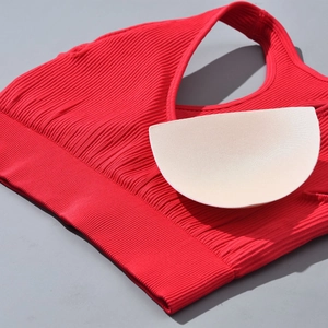 Détails du soutien-gorge de yoga côtelé sans couture avec coussinet de poitrine amovible
