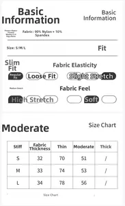 Guide des tailles pour shorts de yoga sans couture avec mesures S, M, L en CM