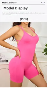 Body de yoga rose dos nu avec fines bretelles et décolleté en U profond
