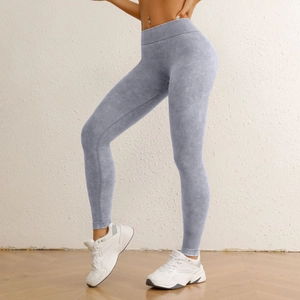 Legging de yoga taille haute sans couture avec effet push-up et texture gris chiné