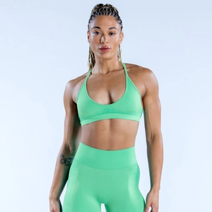 Ensemble de yoga vert néon comprenant un soutien-gorge en V et un legging taille haute
