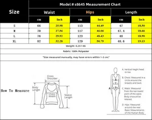 Size chart for women's high waist casual shorts showing waist, hip, and length measurements
