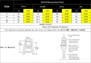 Detailed size chart for ribbed sleeveless bodysuit with measurements in cm and inches