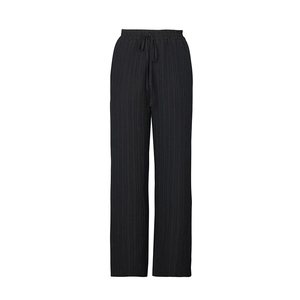 Detailed macro view of black ribbed knit fabric and elastic waist with drawstring
