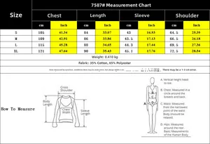 Detailed size chart for knitted hooded dress with fabric info and measurement guide