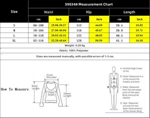Detailed size chart for women ruffle drawstring shorts with waist and hip measurements