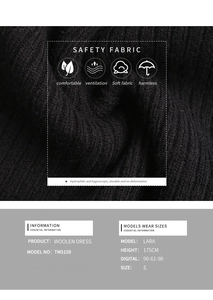 Gros plan sur la texture du tricot noir à côtes pour robe à manches chauve-souris