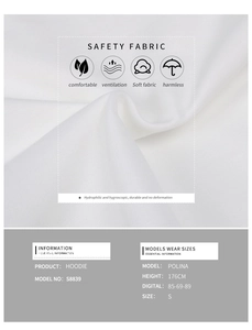 Detail showing white breathable safety fabric texture and hoodie specifications