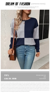 Detail of color-block crewneck sweatshirt featuring a textured diamond knit pattern
