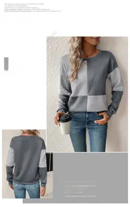 Detail of diagonal ribbed texture and color block patchwork on long sleeve sweatshirt