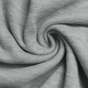 Close-up of soft grey knit fabric texture for the long sleeve sweatshirt material