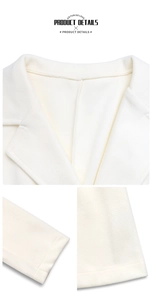 Detail shot of neat stitching on cream wool coat lapel and cuffs for high quality