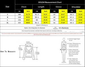 Detailed size chart for long sleeve hoodie including chest, length and fabric composition
