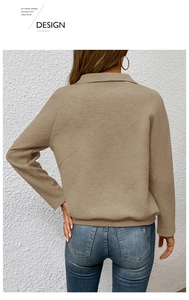 Rückansicht des khakifarbenen Damen-Sweatshirts mit markantem Diamant-Strickmuster