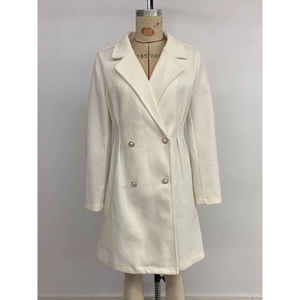 Women Elegant Double Breasted Woolen Coat Solid Color Suit Collar Long Sleeve Slim Fit Mid-Length Overcoat Office Lady Outerwear