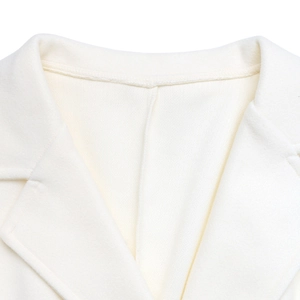 Elegant white wool blend lapel coat with refined stitching for modern women's fashion
