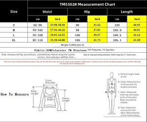 Guide des tailles détaillé pour pantalon évasé à rayures avec mesures de taille et hanches
