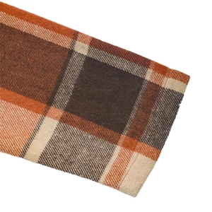 Plaid vintage mid-length blazer coat with brown orange checkered brushed fabric texture