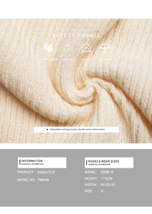 Vue macro du tissu de pull en maille crème montrant la texture côtelée et la douceur