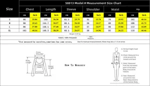 Detailed size chart for long sleeve bodysuit with CM and Inch measurements for S to XL