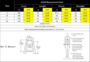 Detailed size guide for knit Christmas sweater showing chest and length in cm and inches