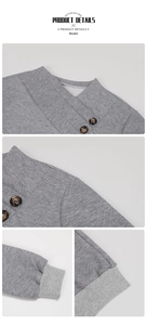 Detail of grey quilted sweatshirt showing diamond pattern and amber texture button
