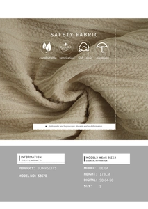 Dettaglio della trama del tessuto beige traspirante e materiale morbido per la tutina