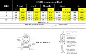 Detailed size chart for black sleeveless jumpsuit with measurements in cm and inches