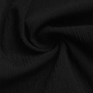 Close-up of black pleated fabric showing fine vertical texture and lightweight material