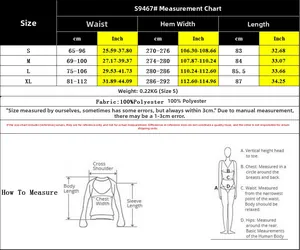 Detailed size chart for floral midi skirt featuring waist and length measurements