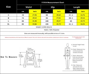 Size chart for pleated Y2K mini skirt with waist, hip, and length measurements in cm/inch