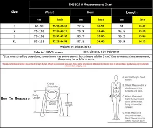 Tableau des tailles pour short taille haute montrant mesures et composition du tissu
