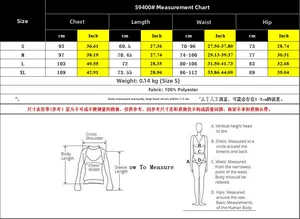 Detailed size chart for halter hollow-out bodysuit showing chest, length, and waist measurements