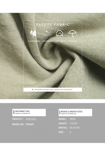 Detail of light olive green fabric texture for backless summer maxi dress TM5287