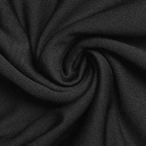 Close-up of black lace patchwork fabric with detailed honeycomb mesh texture and soft drape