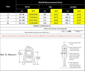 Tabella taglie per pantaloni larghi stringati con misure S-XL per vita, fianchi e lunghezza