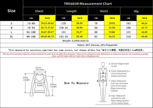 Detailed size chart for sleeveless drawstring jumpsuits showing chest and waist measurements