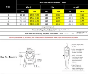 Guide des tailles pour pantalon large bohème à rayures avec mesures en cm et en pouces