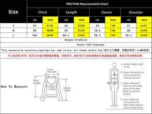 Detailed size chart for women's striped knit T-shirt with measurement guide in cm and inches