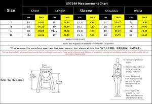 Detailed size chart for black T-shirt dress with measurements in CM and Inches