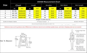 Guide des tailles détaillé pour ensemble chemise et jupe avec mesures du S au XL